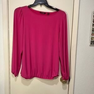 NEW IMAN MEDIUM long sleeve knit blouse hot pink